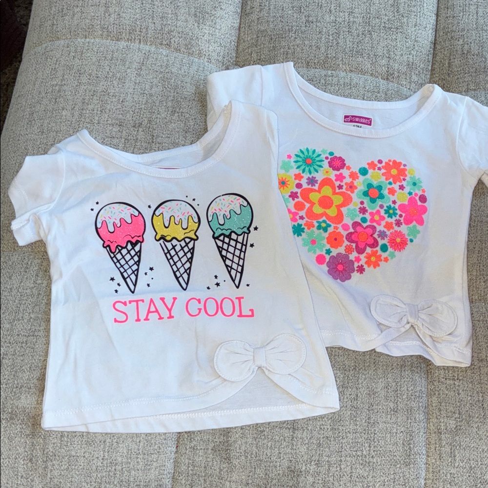 Swiggles White Kids Tees with Colorful Glitter Prints